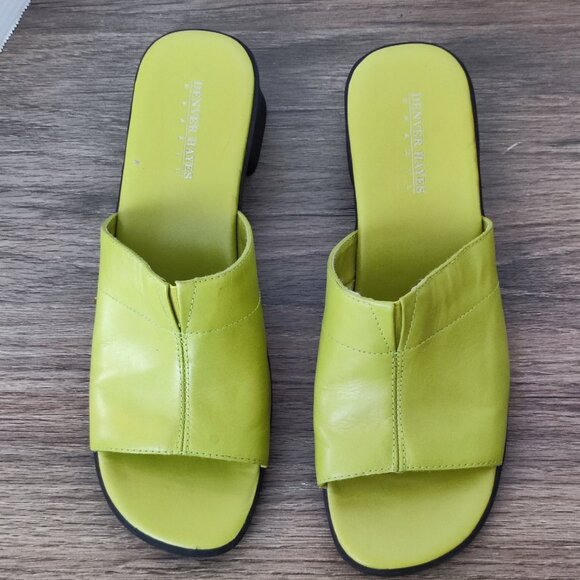 Denver Hayes Brazil 2" High Heel Slide Sandals Size 8 green Flat Slip On… - Picture 4 of 14